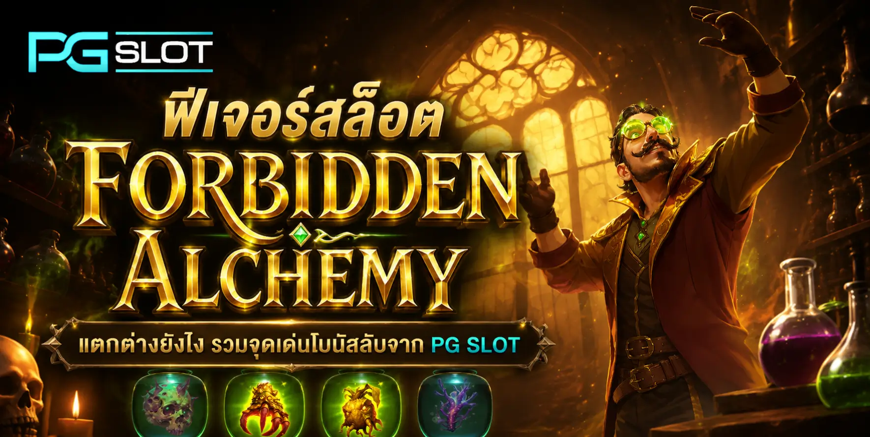 สล็อต Doomsday Rampage เกมใหม่มาแรง - PGSLOT 4 ฟีเจอร์สล็อต Forbidden Alchemy